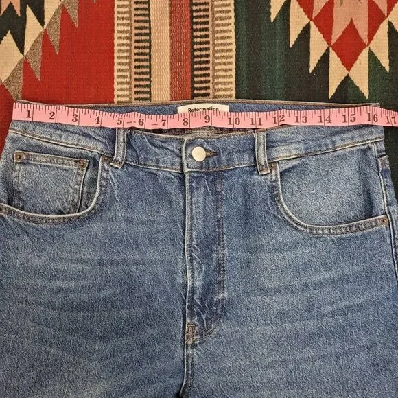 Reformation Liza High Straight Jeans Sz 31 Laguna Blue Organic Cotton Casual - Picture 6 of 9
